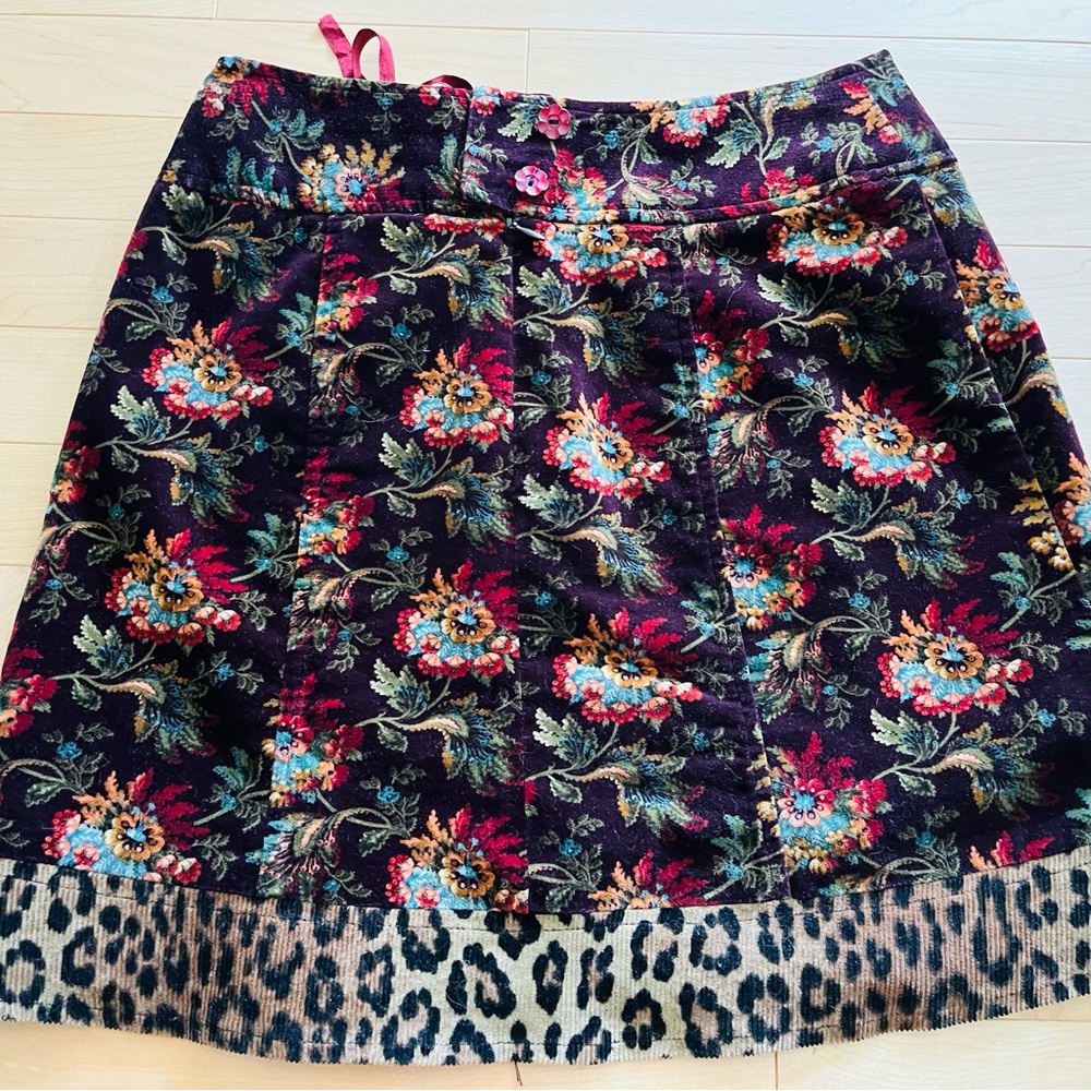 Nanette Lepore Floral Velvet A-Line Mini Skirt in Black and Pink